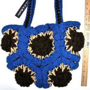 JP & MATTIE Granny Square Roses Crochet Knitted Shoulder Bag Florette